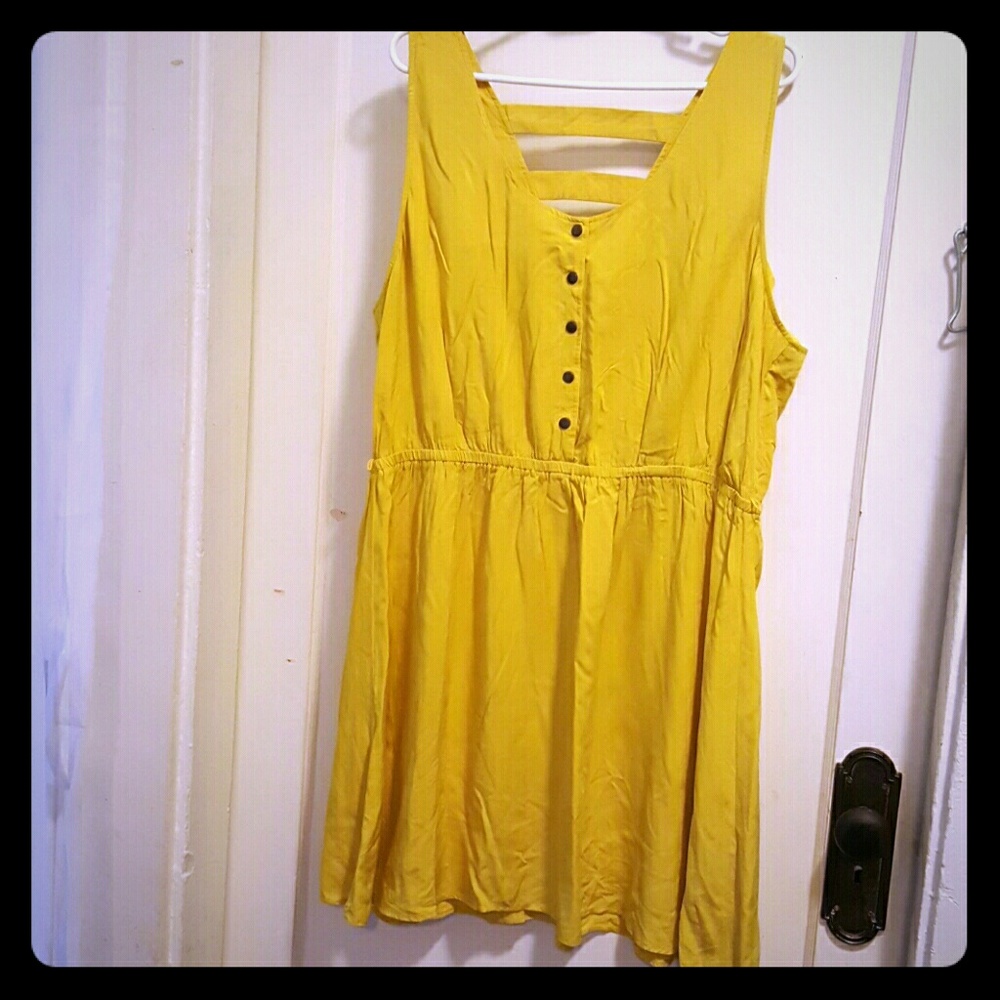 Citron yellow button up dress